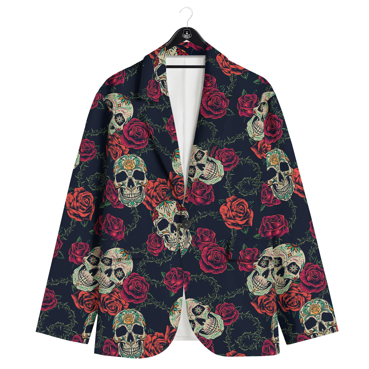 Skull Flowers Vintage Print Pattern Men's Sport Coat-grizzshop