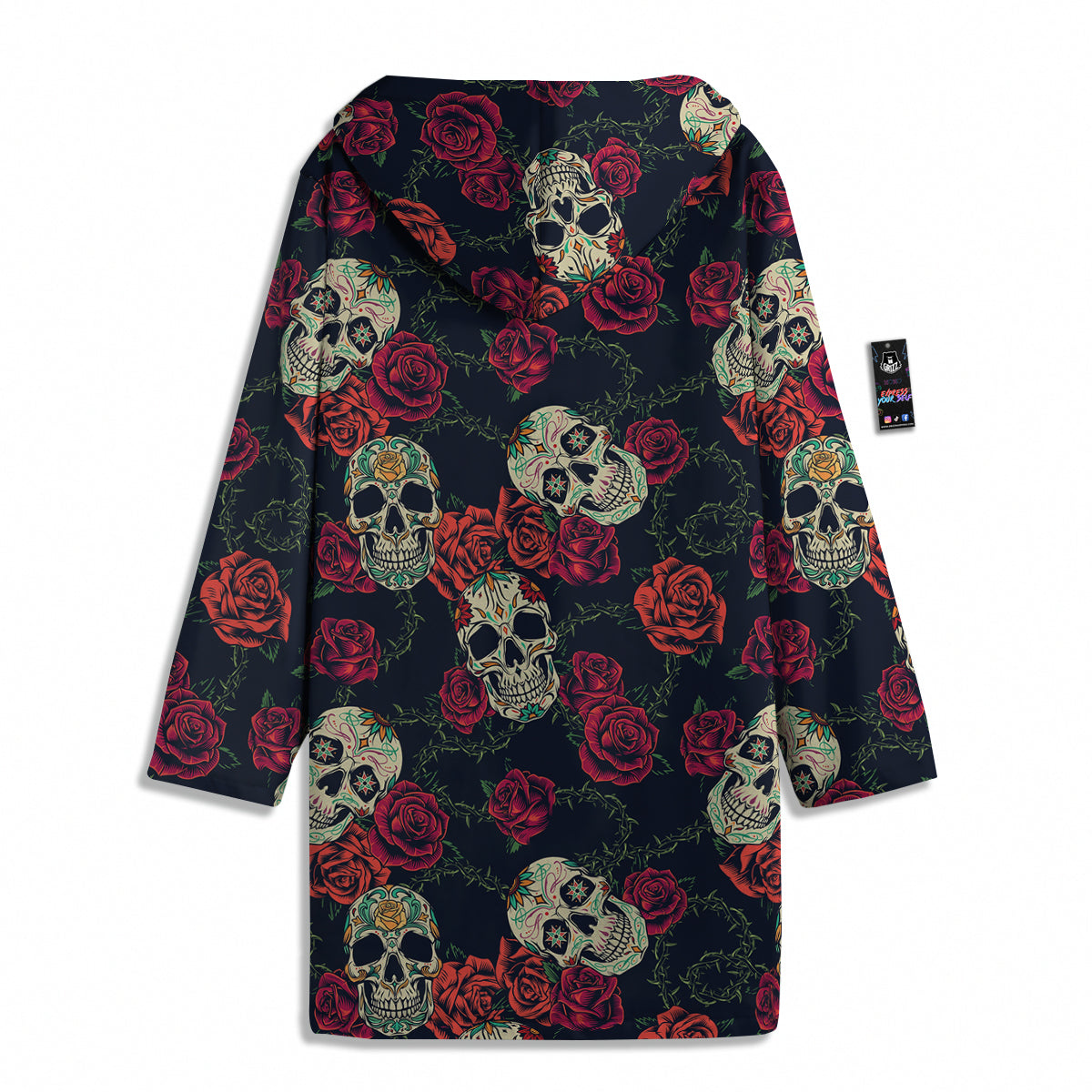 Skull Flowers Vintage Print Pattern Men's Windbreaker Jacket-grizzshop
