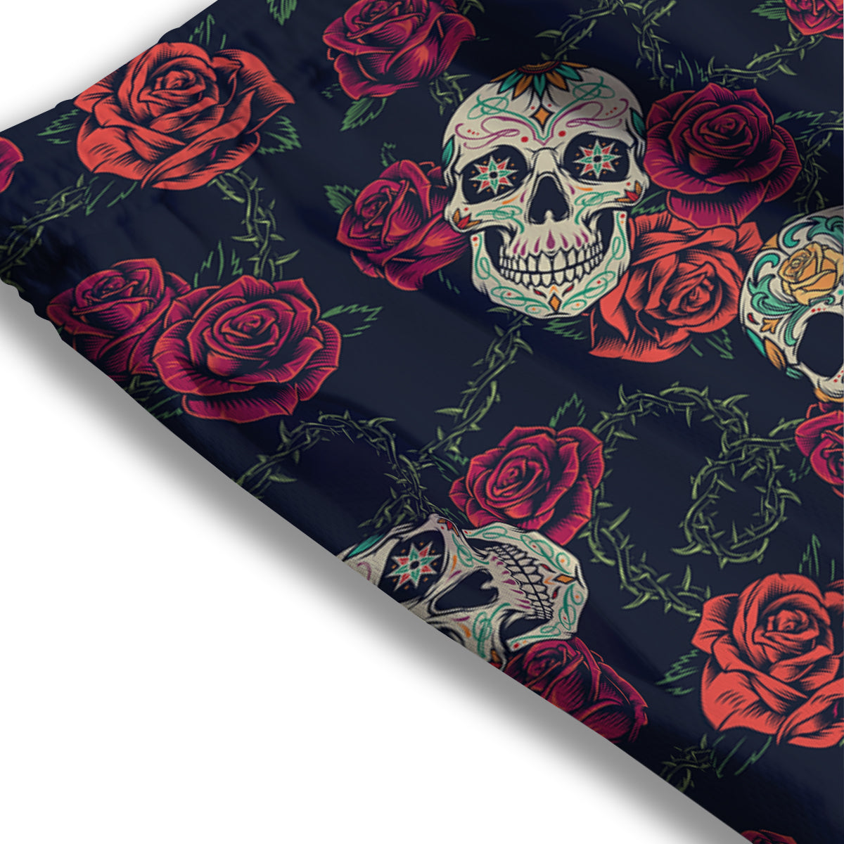 Skull Flowers Vintage Print Pattern Mesh Shorts