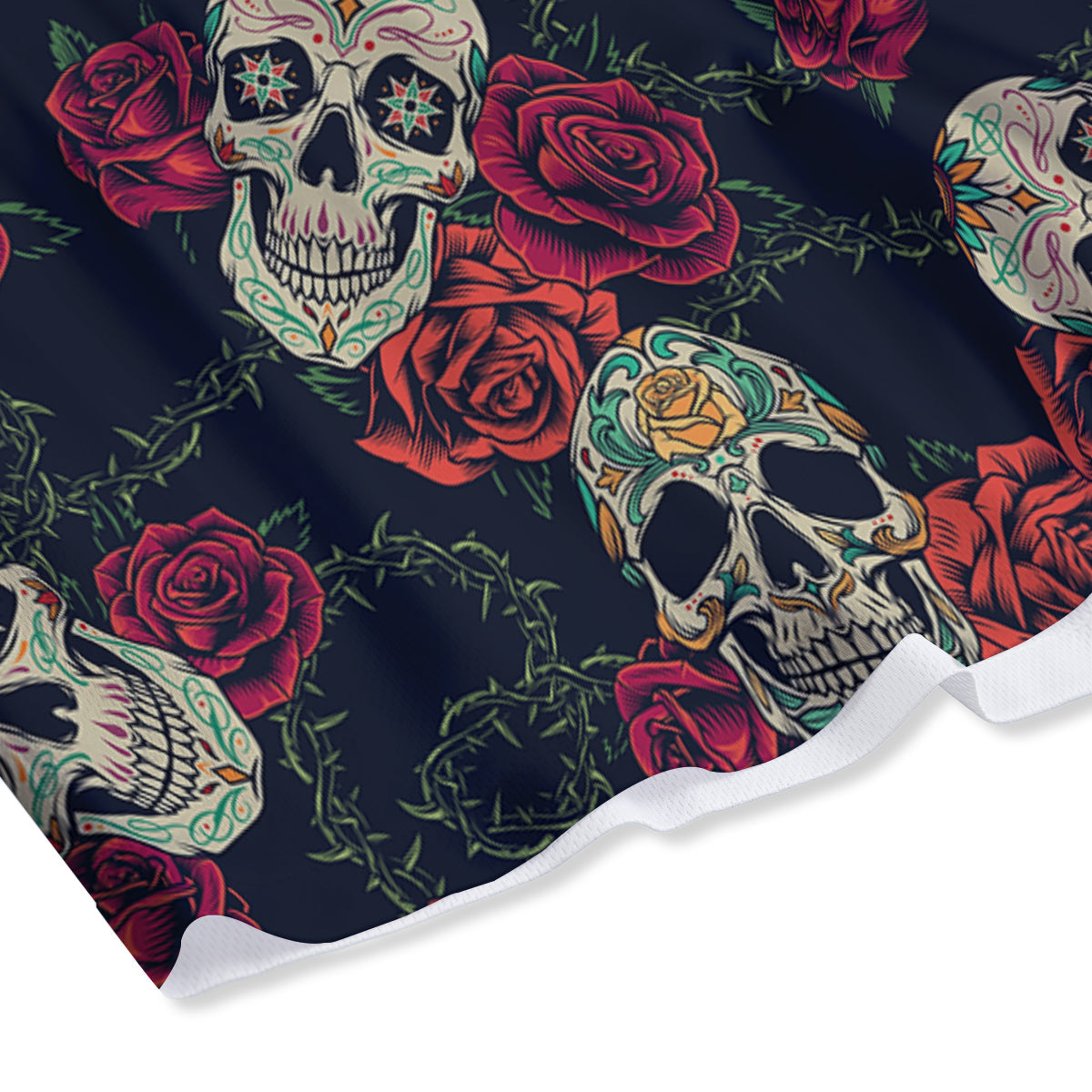 Skull Flowers Vintage Print Pattern Mesh Shorts