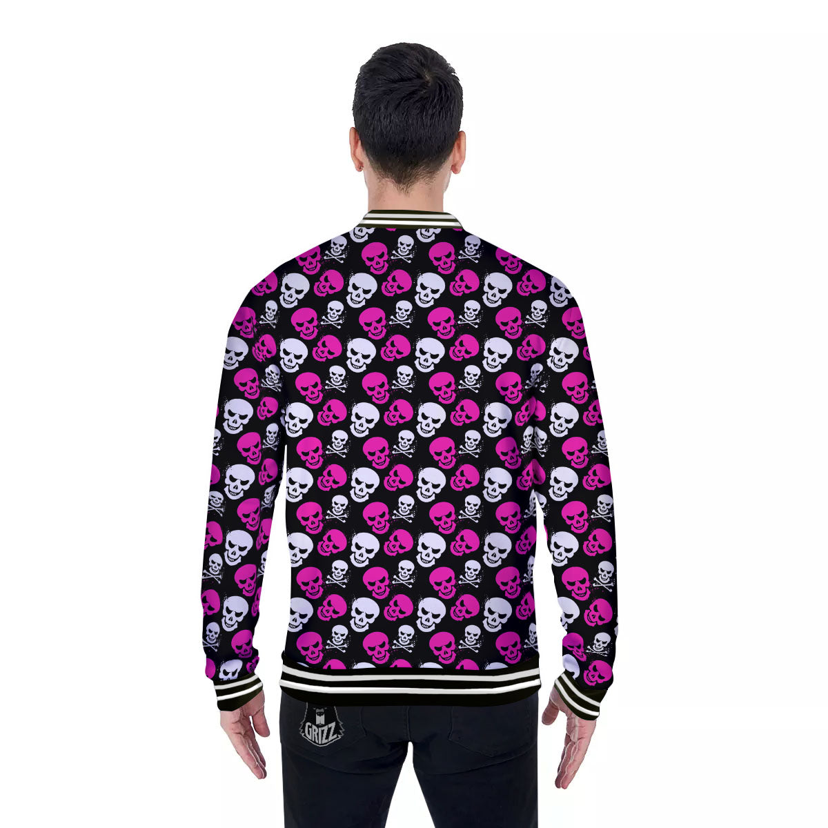 Skull Girly Emo Print Pattern Baseball Jacket-grizzshop