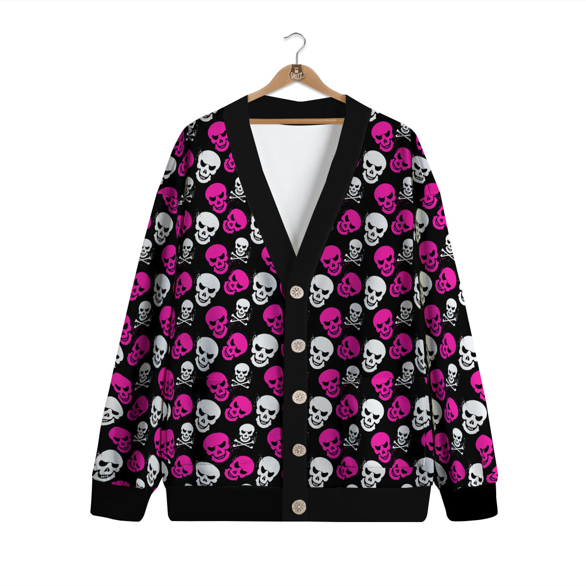 Skull Girly Emo Print Pattern Cardigan-grizzshop