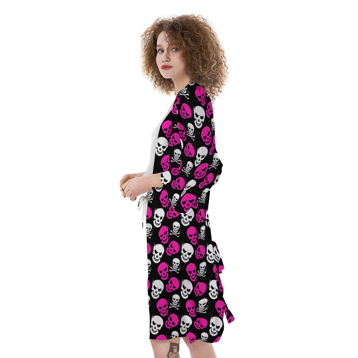 Skull Girly Emo Print Pattern Kimono-grizzshop