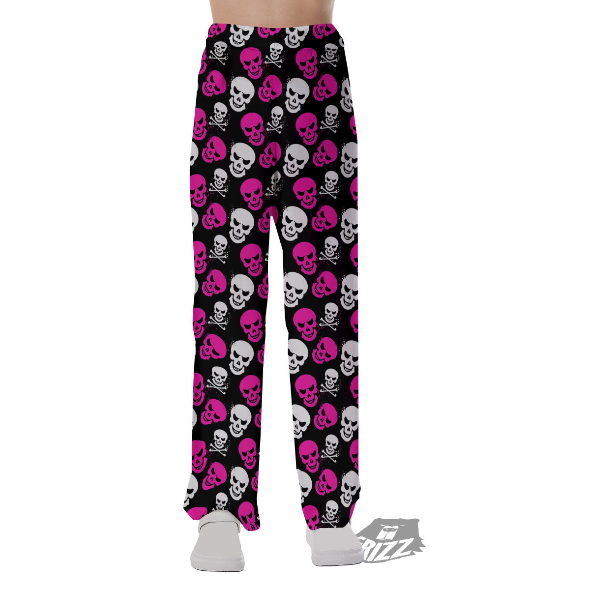 Skull Girly Emo Print Pattern Pajama Pants-grizzshop