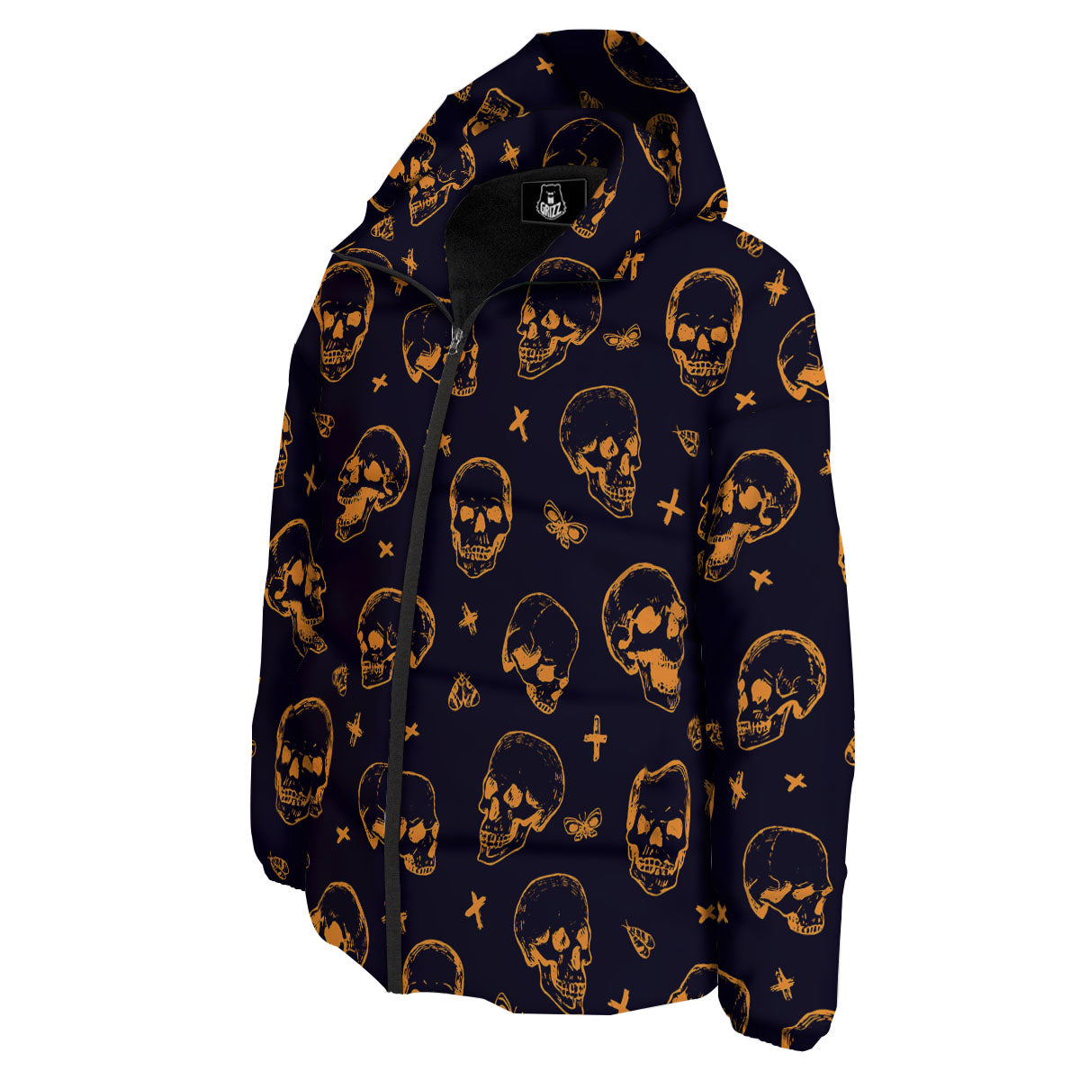Skull Halloween Print Pattern Down Jacket-grizzshop