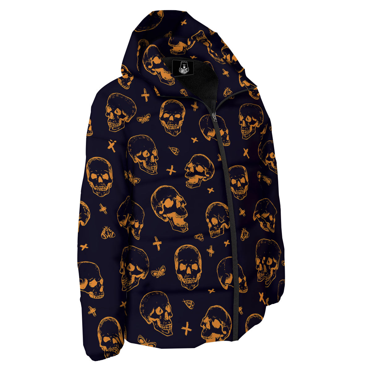 Skull Halloween Print Pattern Down Jacket-grizzshop