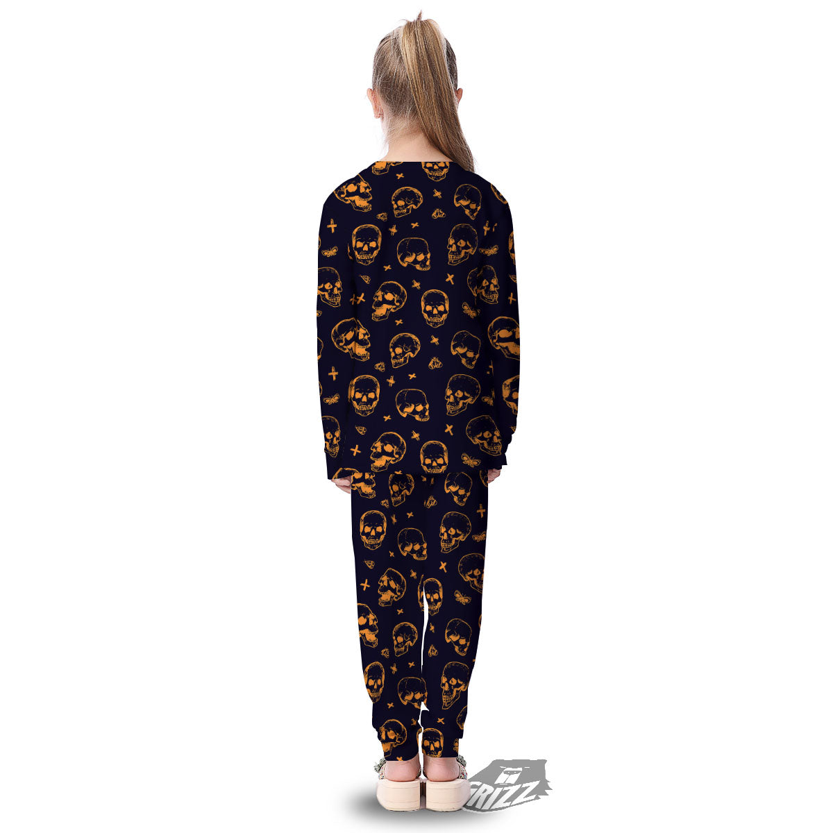 Skull Halloween Print Pattern Kid's Pajamas-grizzshop