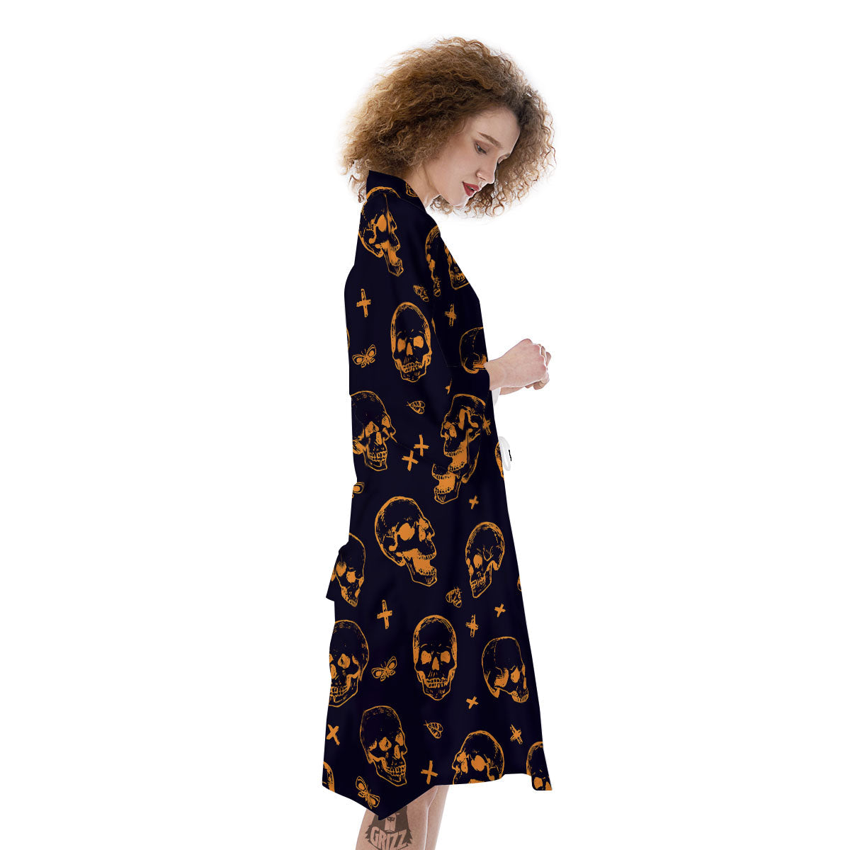 Skull Halloween Print Pattern Kimono-grizzshop