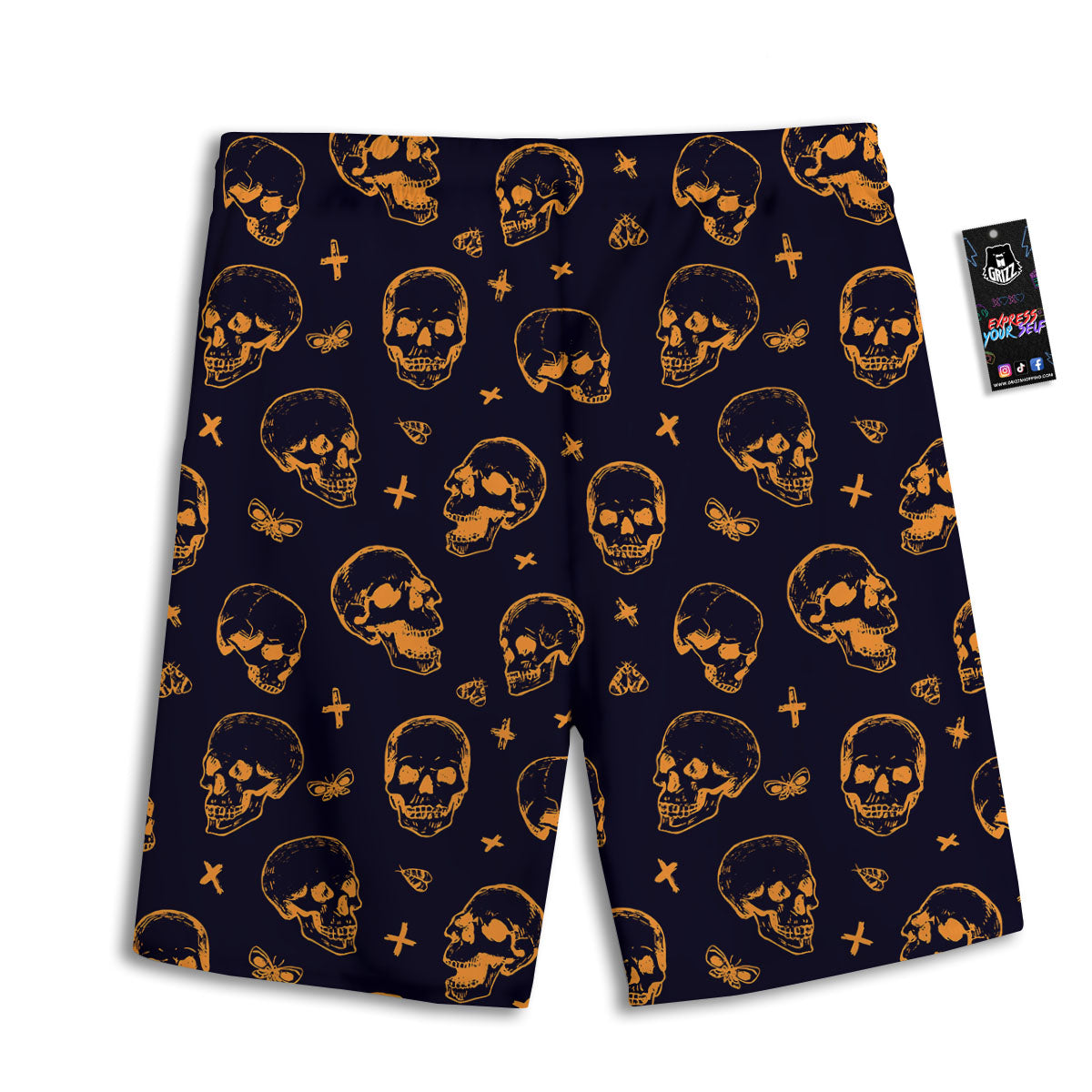 Skull Halloween Print Pattern Men's Athletic Shorts