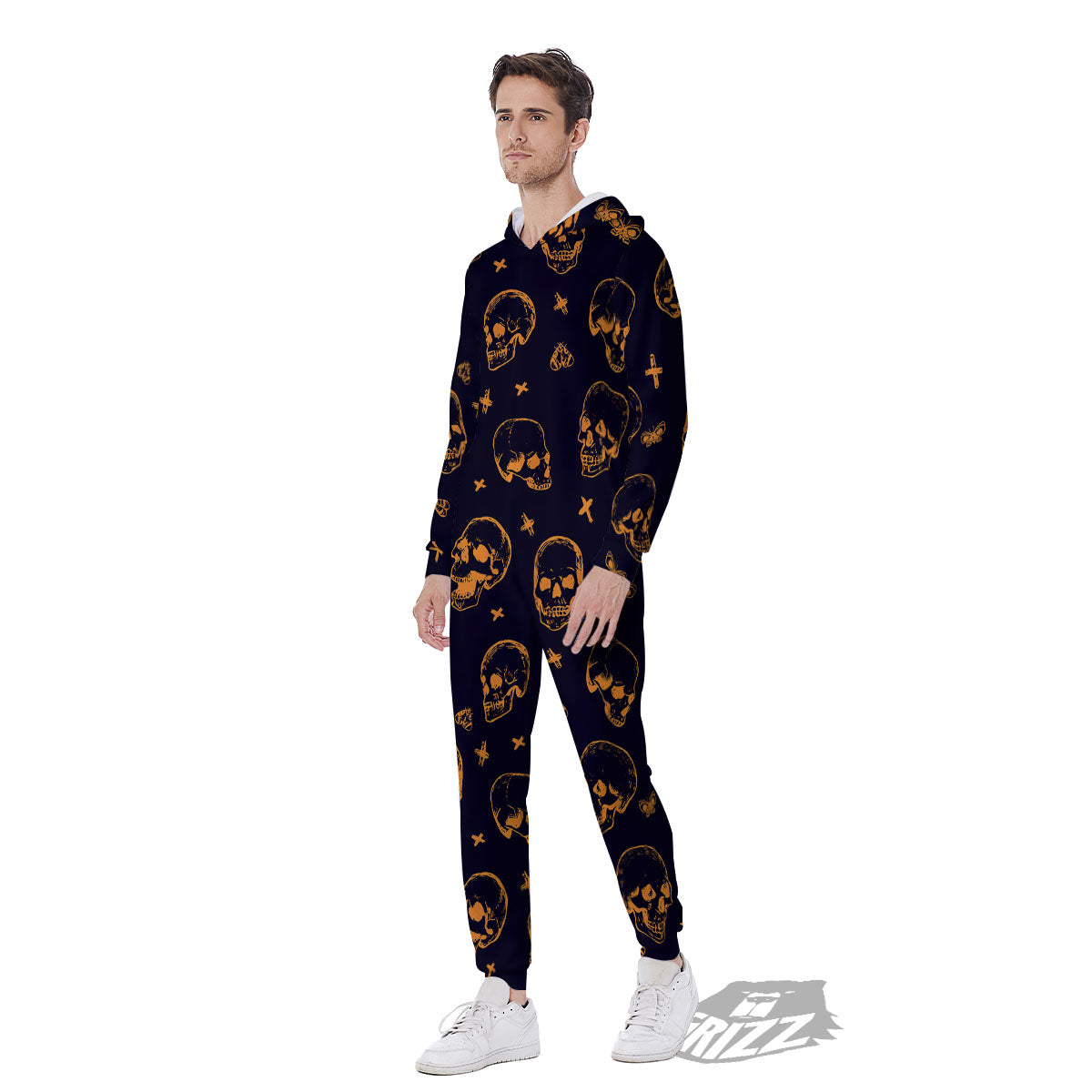 Skull Halloween Print Pattern Men's Jumpsuit-grizzshop