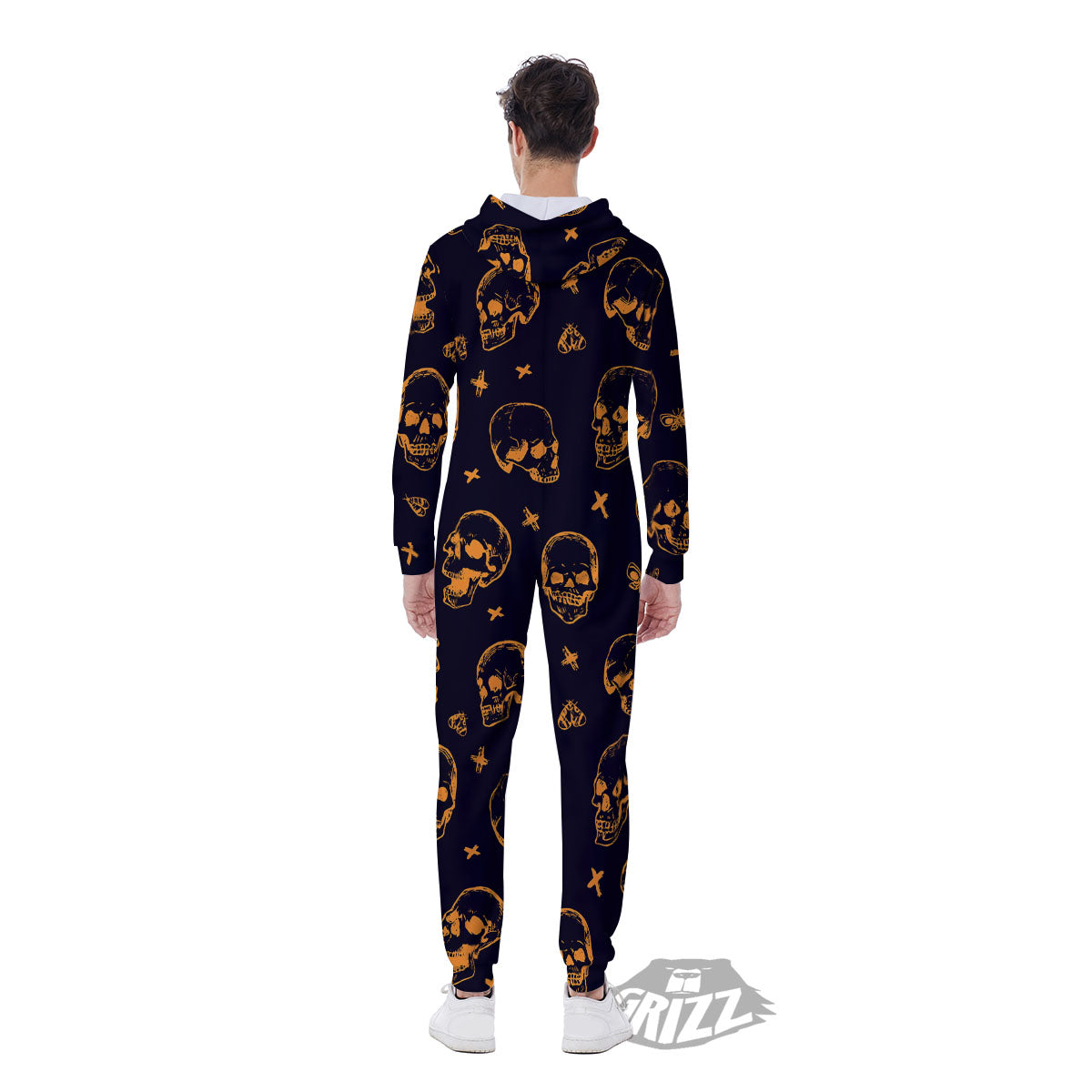 Skull Halloween Print Pattern Men's Jumpsuit-grizzshop