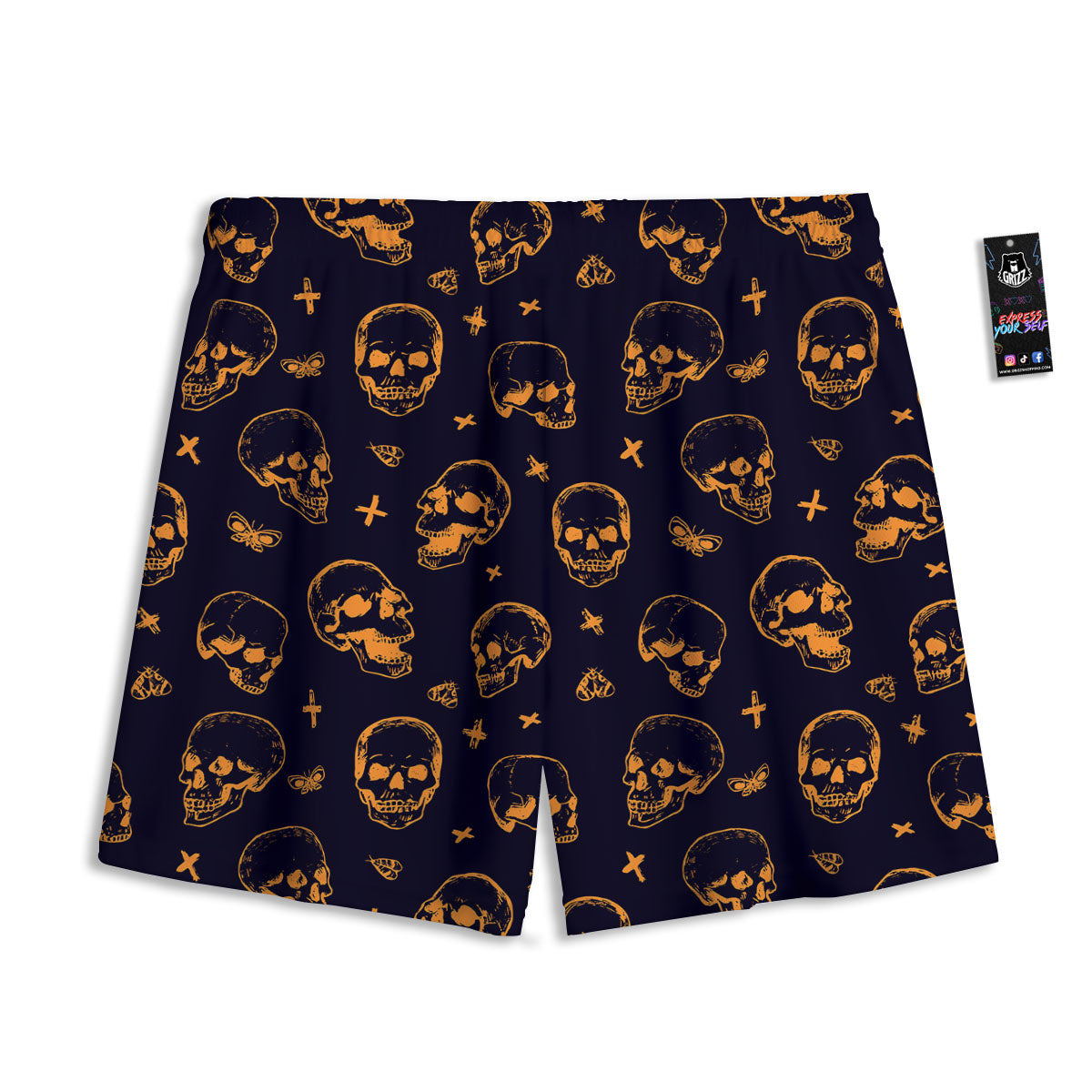 Skull Halloween Print Pattern Mesh Shorts