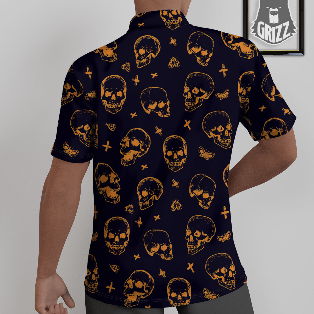 Skull Halloween Print Pattern Untucked Shirts-grizzshop