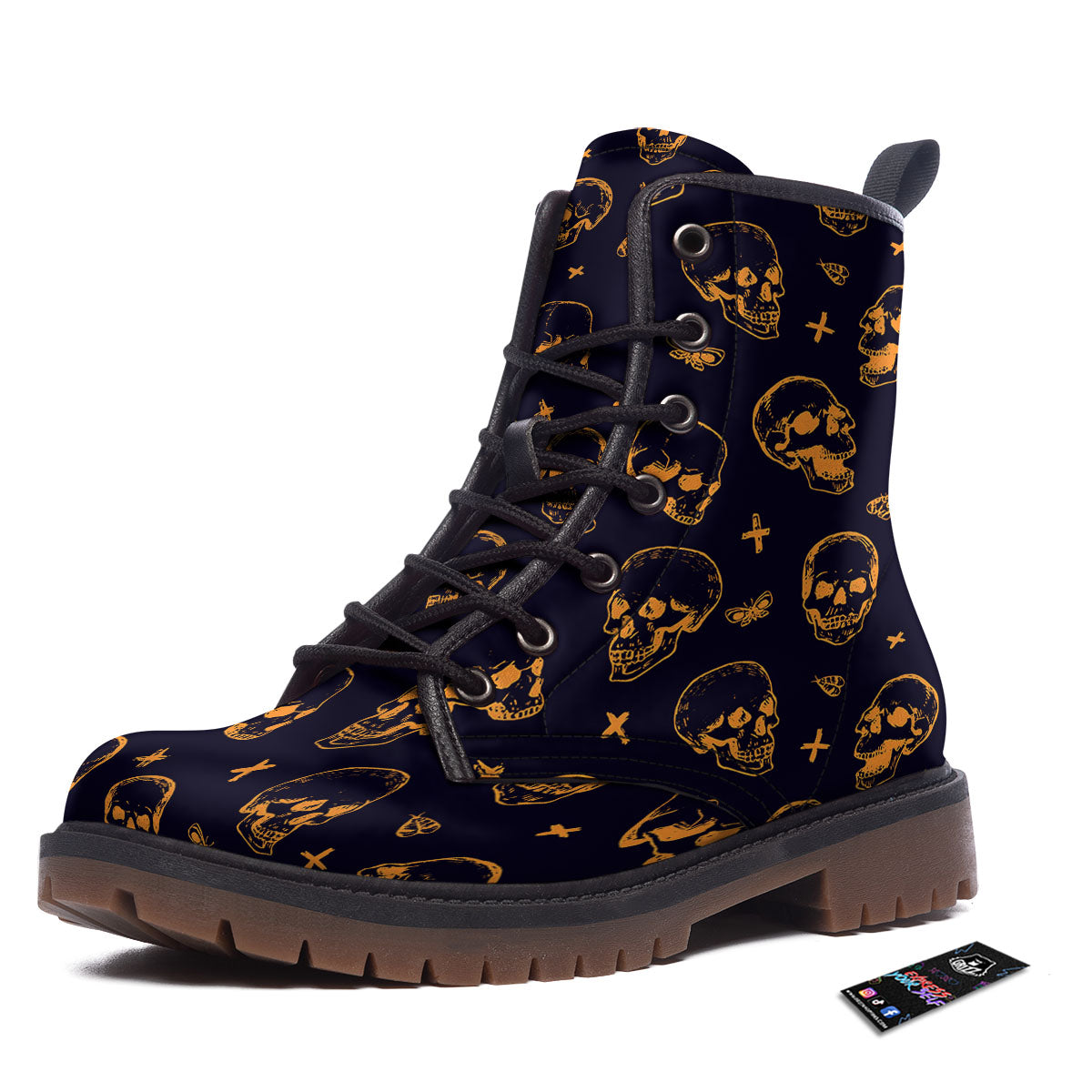Skull Halloween Print Pattern Work Boots-grizzshop