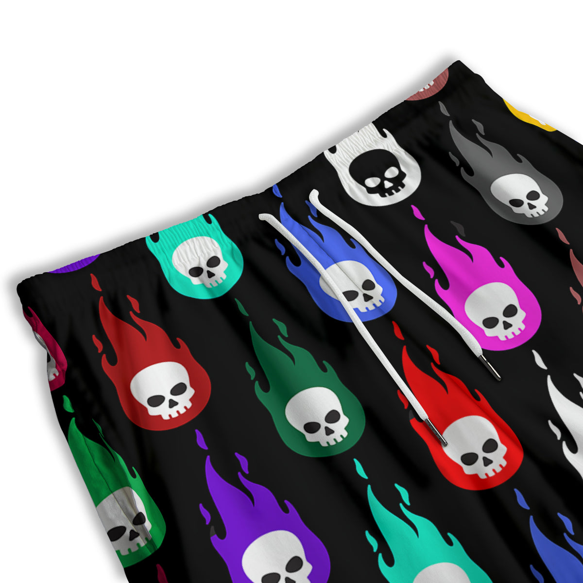 Skull Head Fire Colorful Print Pattern Men's Athletic Shorts