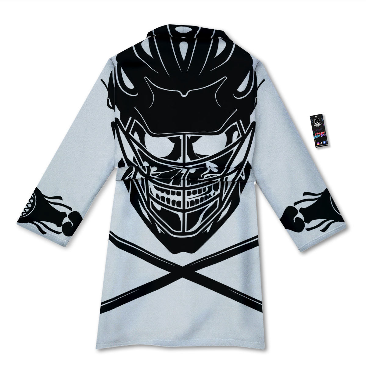 Skull Lacrosse Print Bathrobe-grizzshop