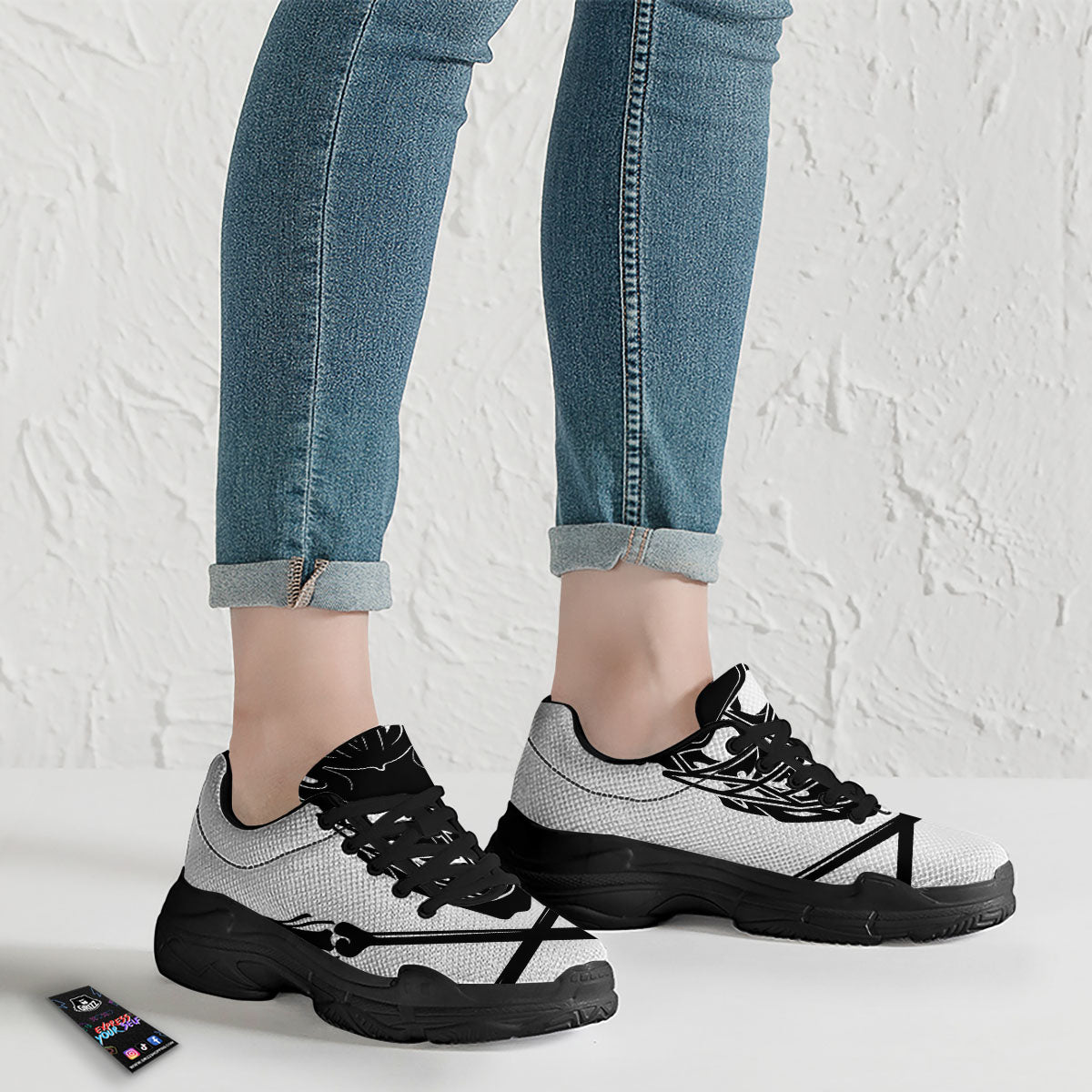 Skull Lacrosse Print Black Chunky Shoes-grizzshop