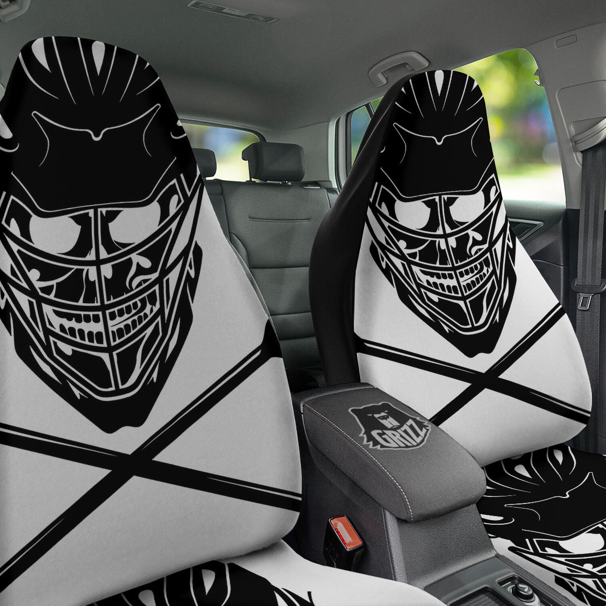 Skull Lacrosse Print Car Seat Covers-grizzshop