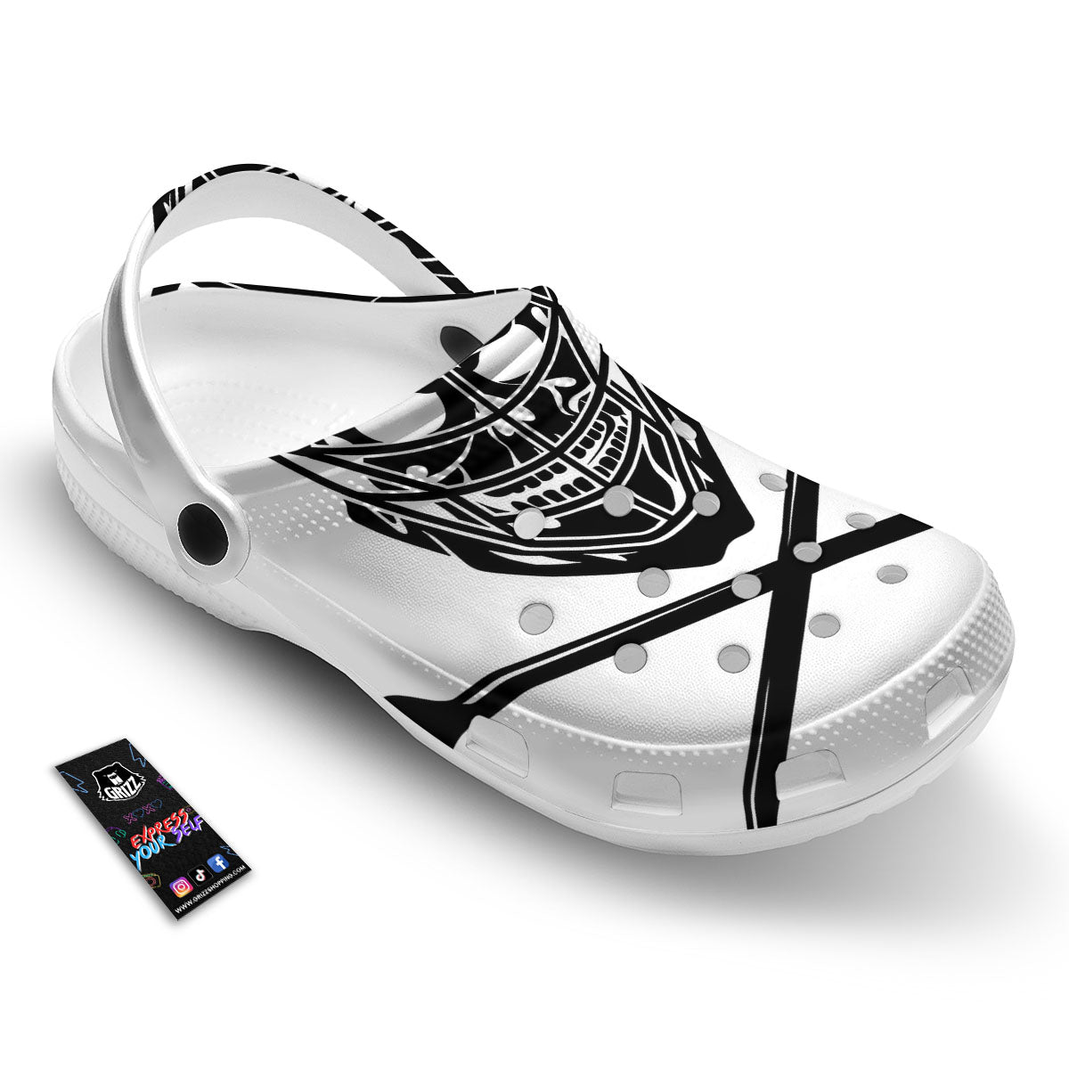 Skull Lacrosse Print Clog-grizzshop