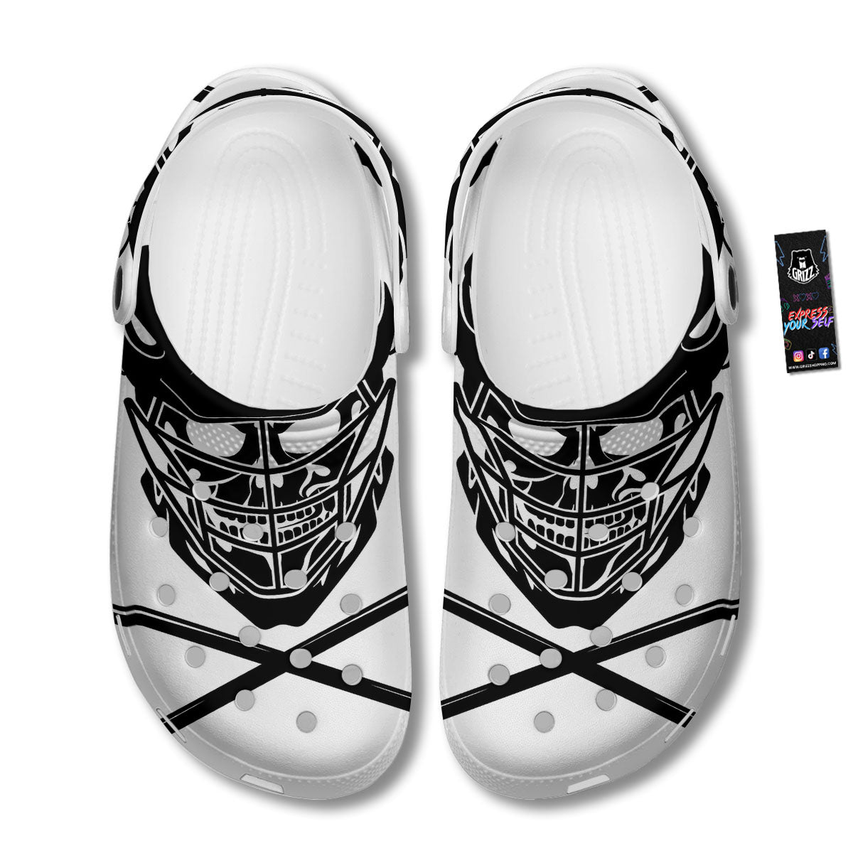Skull Lacrosse Print Clog-grizzshop