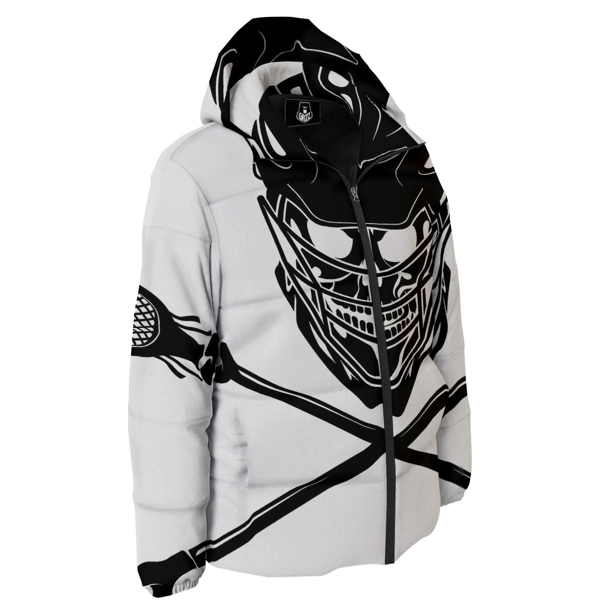 Skull Lacrosse Print Down Jacket-grizzshop