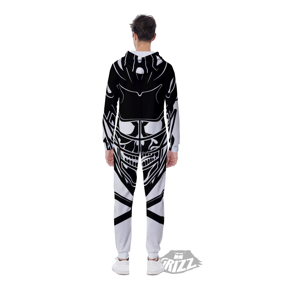 Skull Lacrosse Print Men's Jumpsuit-grizzshop