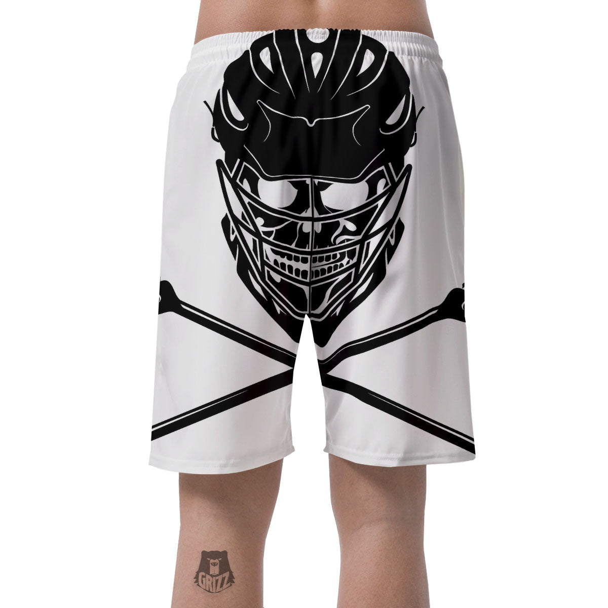 Skull Lacrosse Print Men's Shorts-grizzshop
