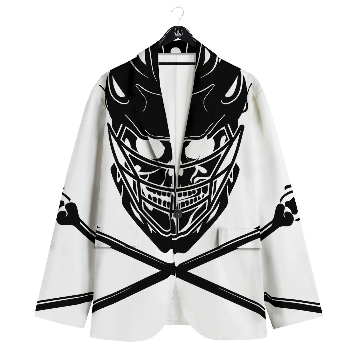Skull Lacrosse Print Men's Sport Coat-grizzshop
