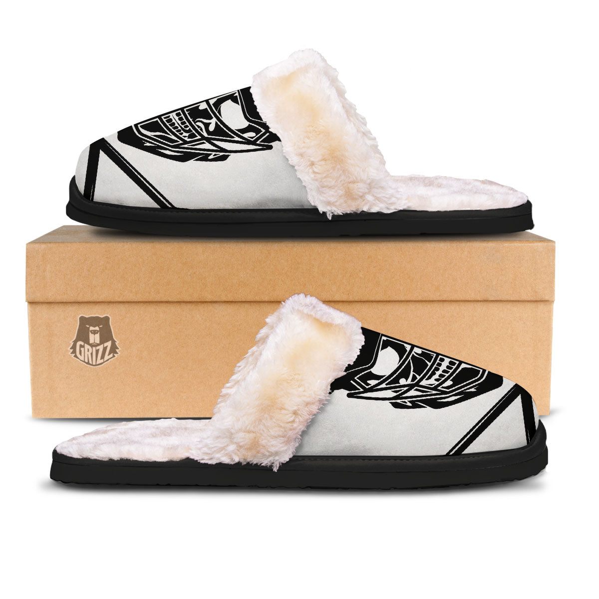 Skull Lacrosse Print Slippers-grizzshop