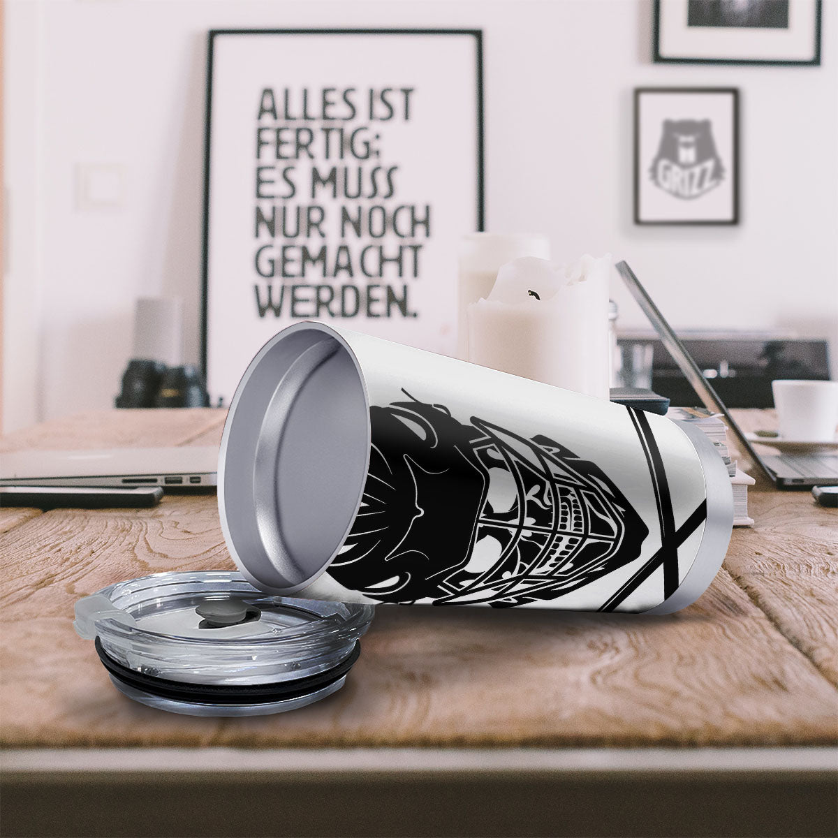 Skull Lacrosse Print Tumbler-grizzshop