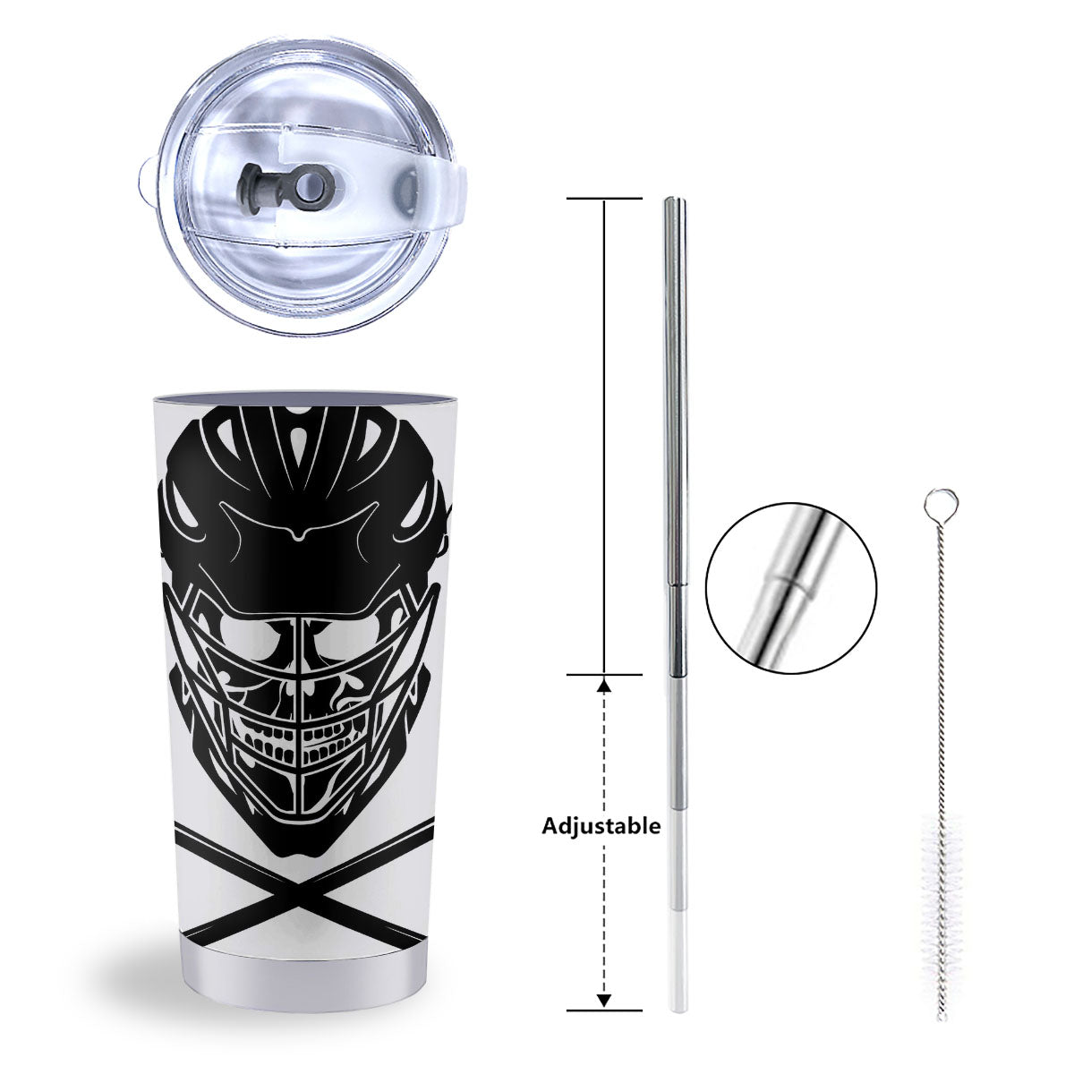 Skull Lacrosse Print Tumbler-grizzshop