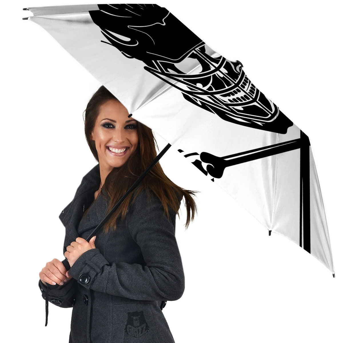 Skull Lacrosse Print Umbrella-grizzshop