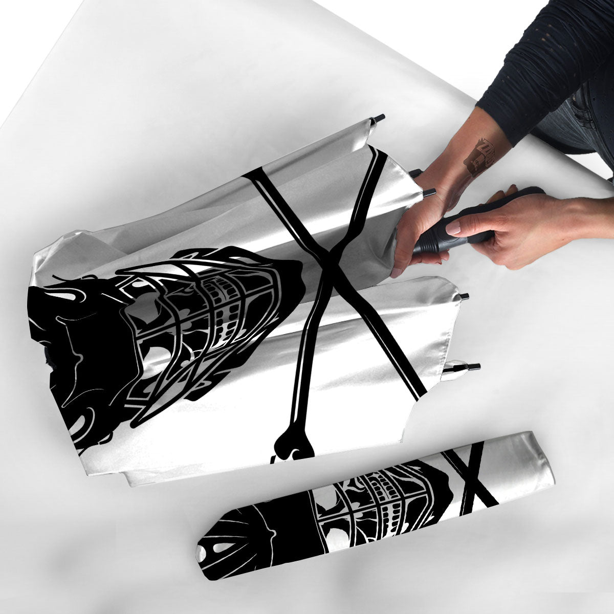 Skull Lacrosse Print Umbrella-grizzshop
