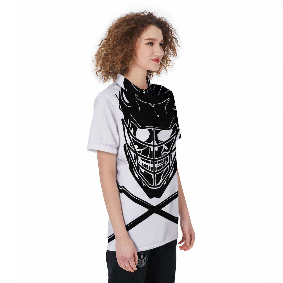 Skull Lacrosse Print Women's Golf Shirts-grizzshop