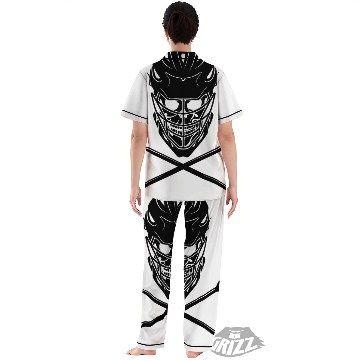 Skull Lacrosse Print Women's Pajamas Set-grizzshop