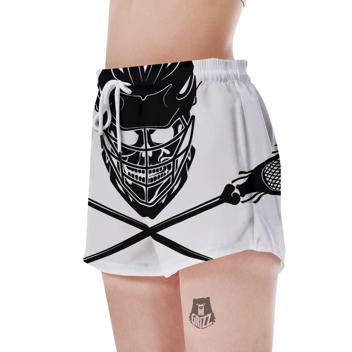 Skull Lacrosse Print Women's Shorts-grizzshop