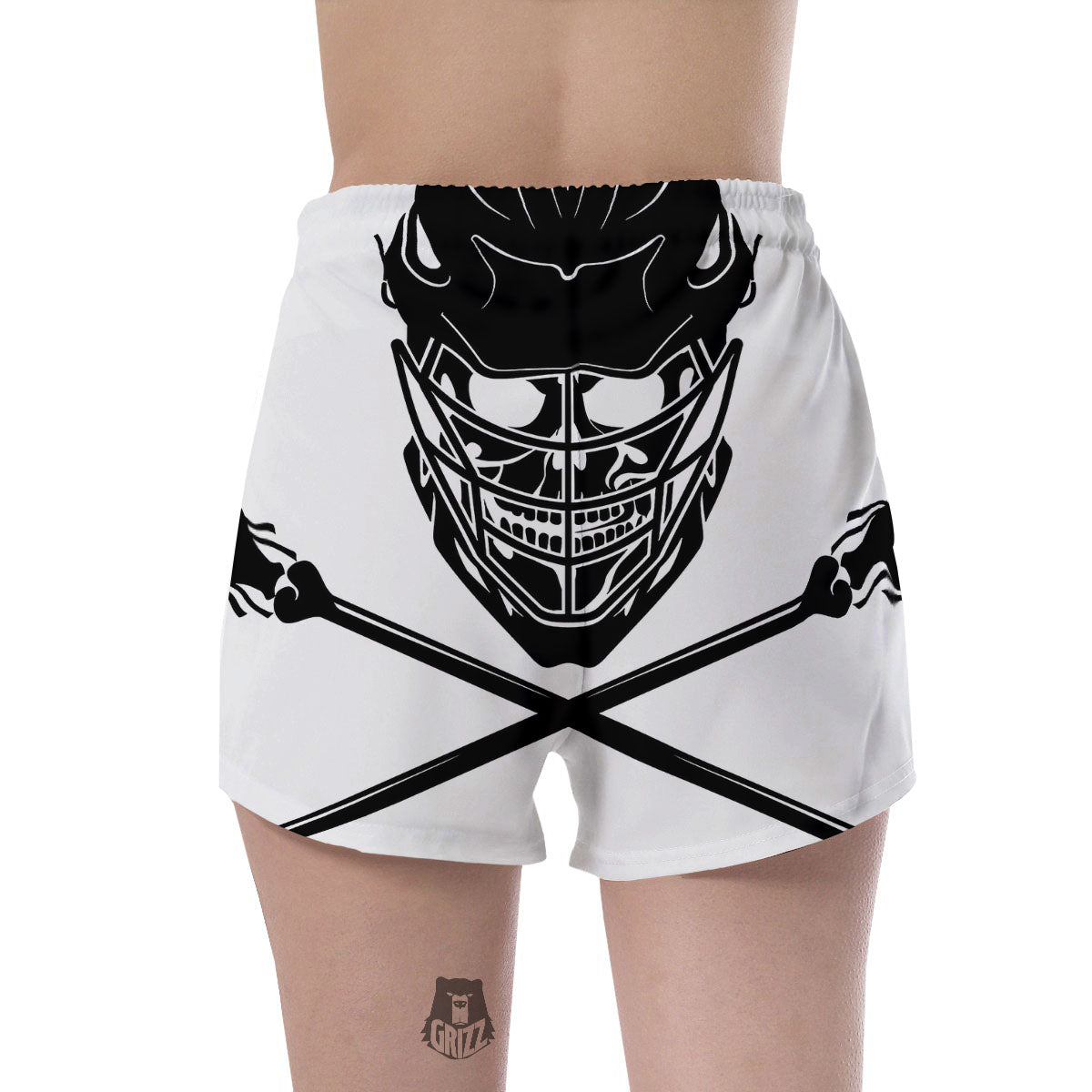 Skull Lacrosse Print Women's Shorts-grizzshop