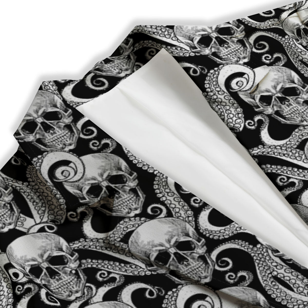 Skull Octopus Tentacles Print Pattern Women's Blazer-grizzshop
