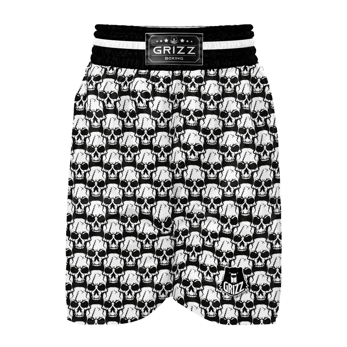 Skull Pattern Print Boxing Shorts-grizzshop