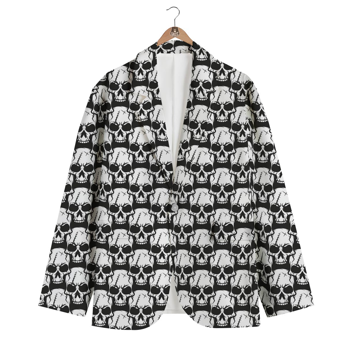 Skull Pattern Print Men's Blazer-grizzshop