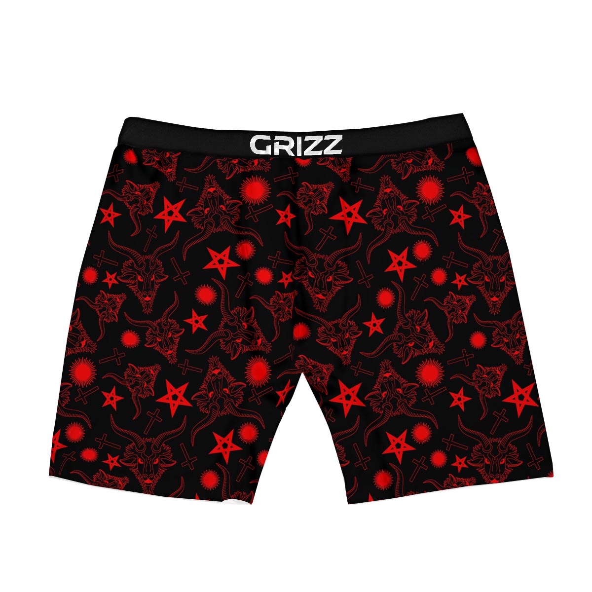 Skull Pentagram Satan Goat Print Pattern Boxer Briefs-grizzshop