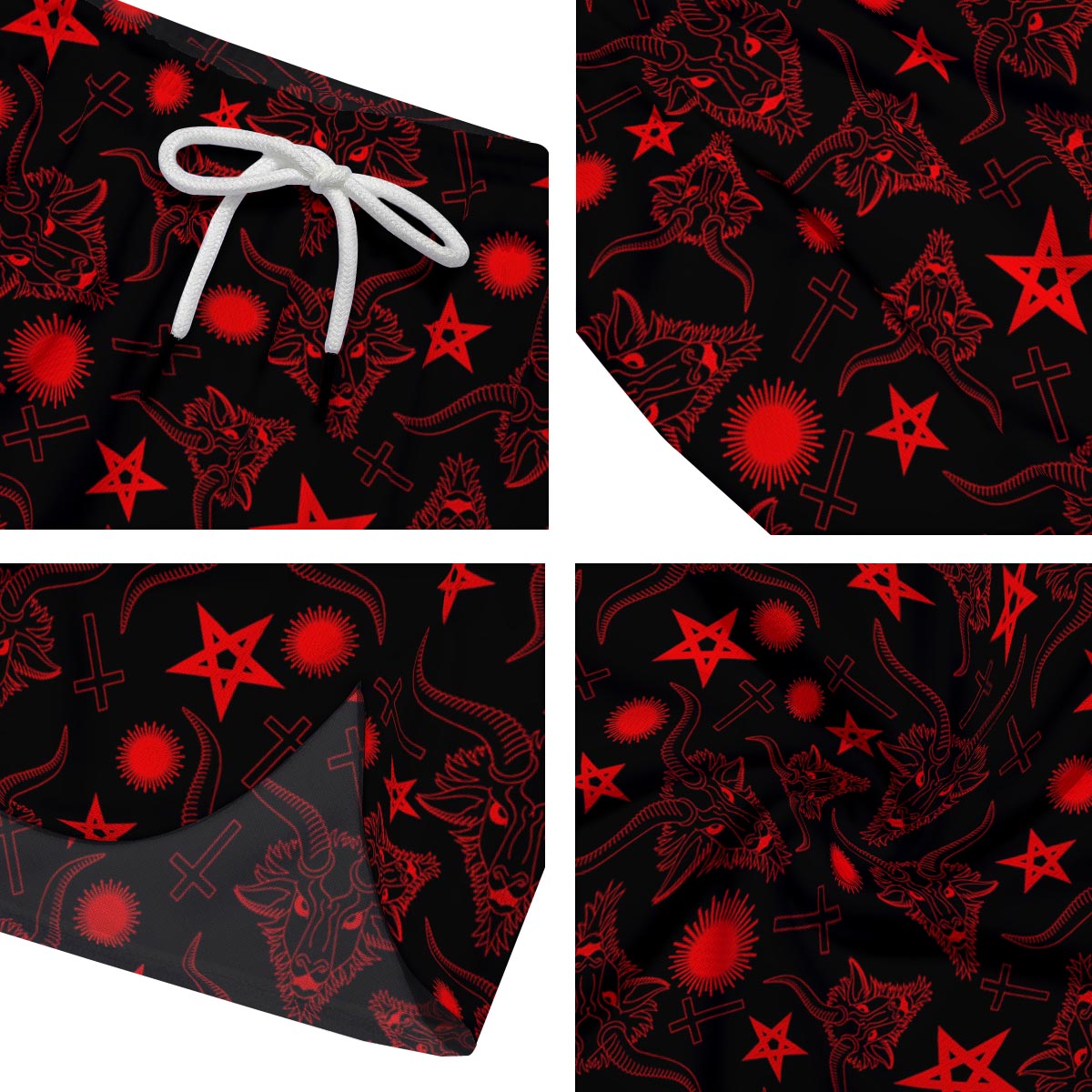 Skull Pentagram Satan Goat Print Pattern Men's Running Shorts-grizzshop