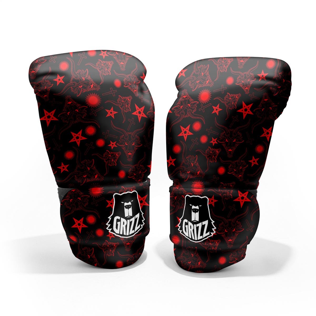 Skull Pentagram Satan Goat Print Pattern Pro Boxing Glove