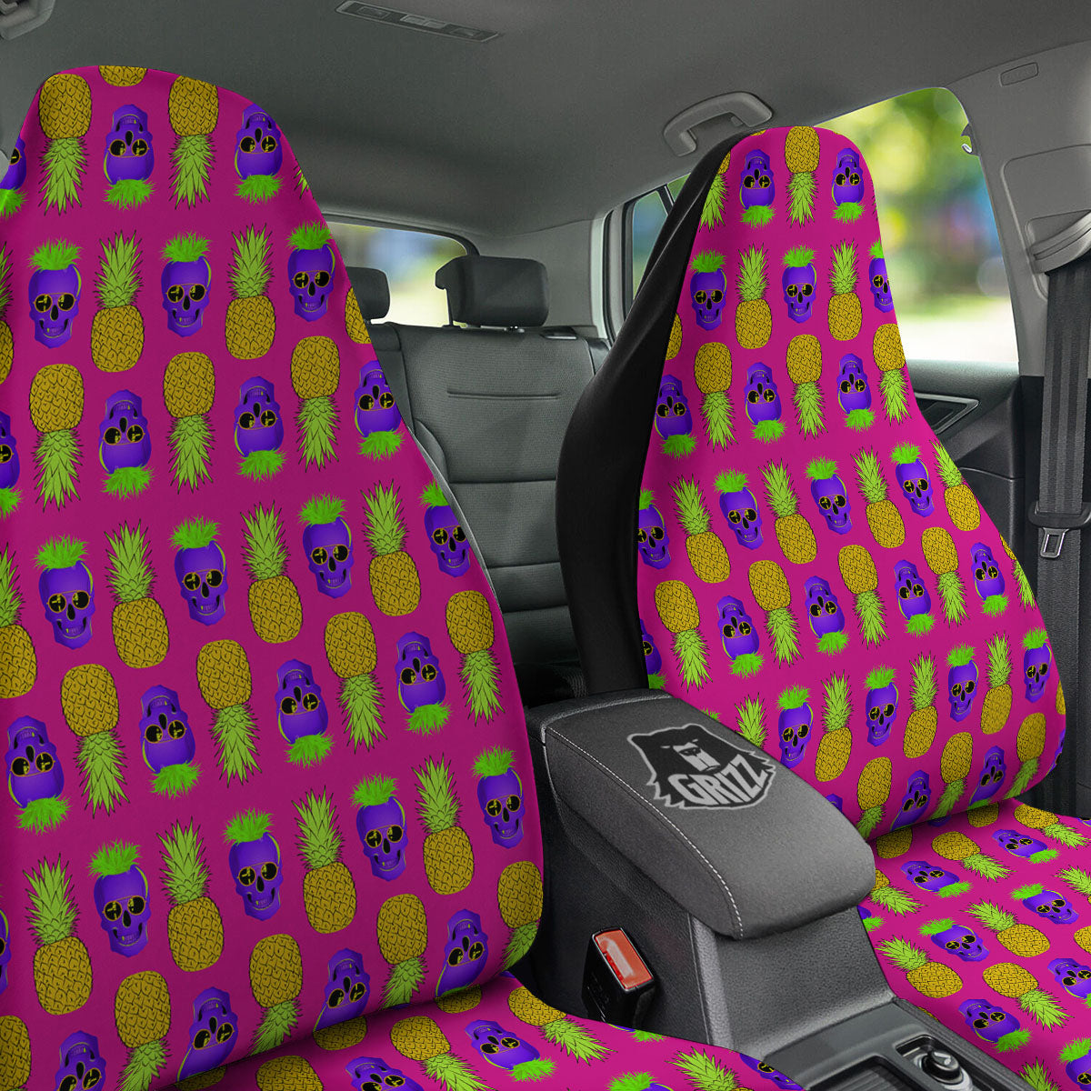 Skull Pineapple Print Pattern Car Seat Covers-grizzshop