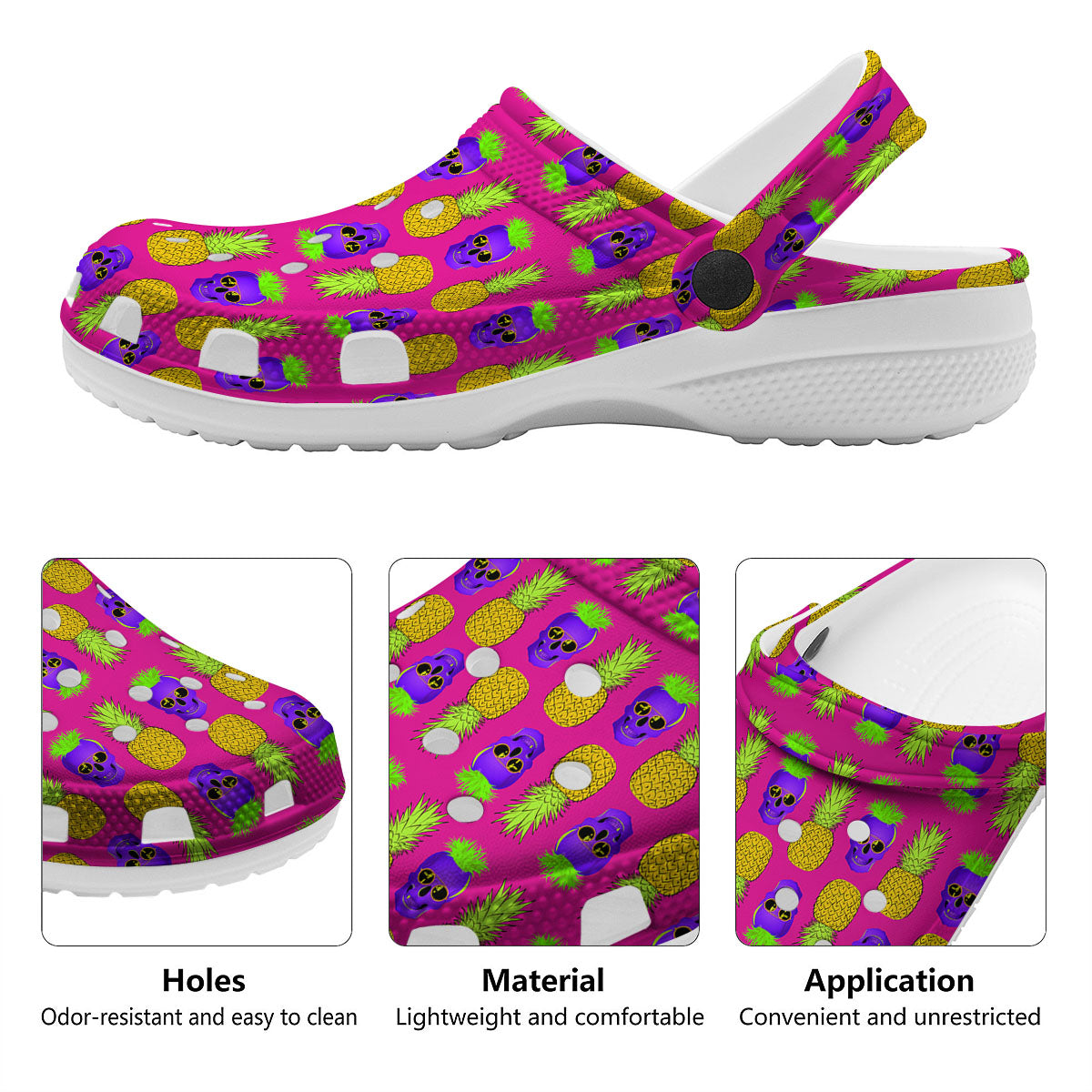 Skull Pineapple Print Pattern Clog-grizzshop