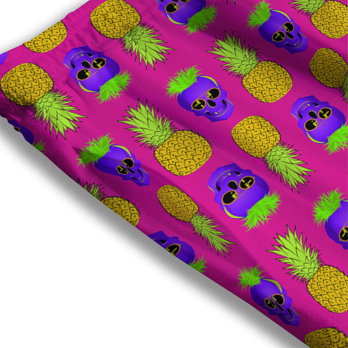 Skull Pineapple Print Pattern Mesh Shorts