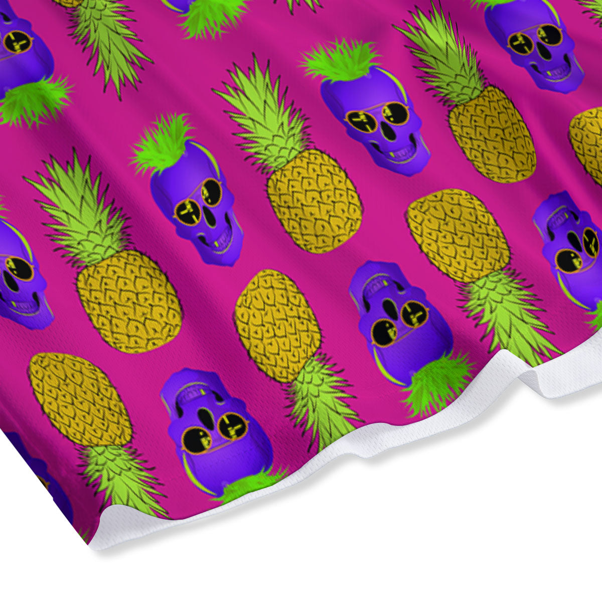 Skull Pineapple Print Pattern Mesh Shorts
