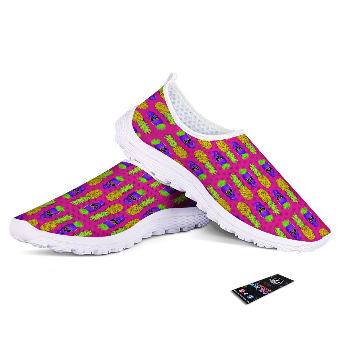 Skull Pineapple Print Pattern Nurse Shoes-grizzshop