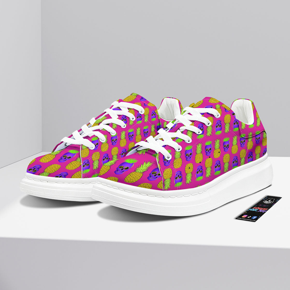 Skull Pineapple Print Pattern Platform Shoes-grizzshop