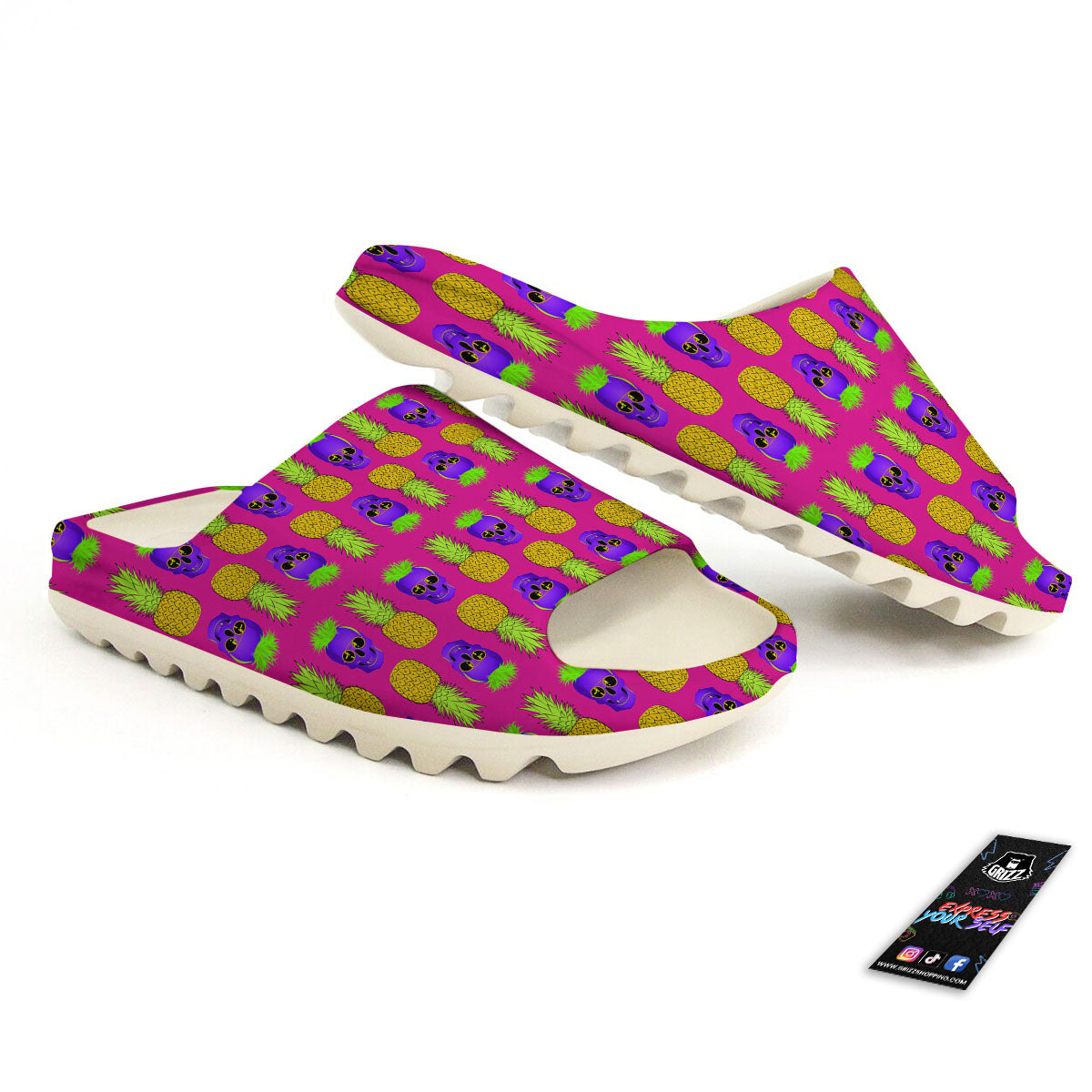 Skull Pineapple Print Pattern Sandals-grizzshop